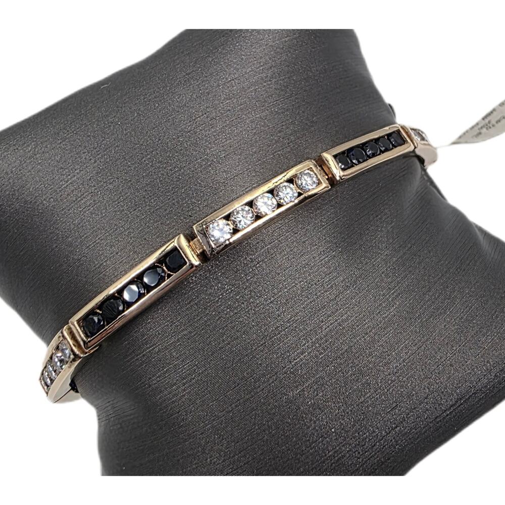 Vintage Technibond 14K Gold Overlay Simulated Sapphire & Clear CZ Bracelet